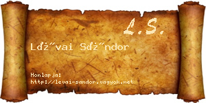 Lévai Sándor névjegykártya